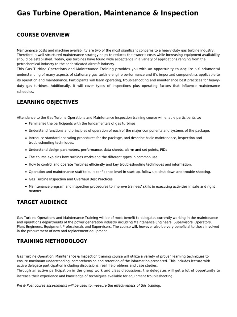 Gas Turbine Operation Maintainence and Inspection | PDF | Machines ...