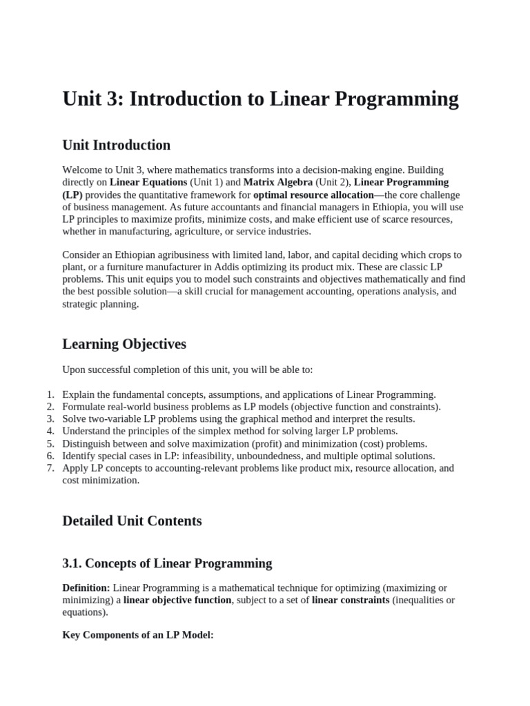 Unit 3 | PDF | Mathematical Optimization | Linear Programming