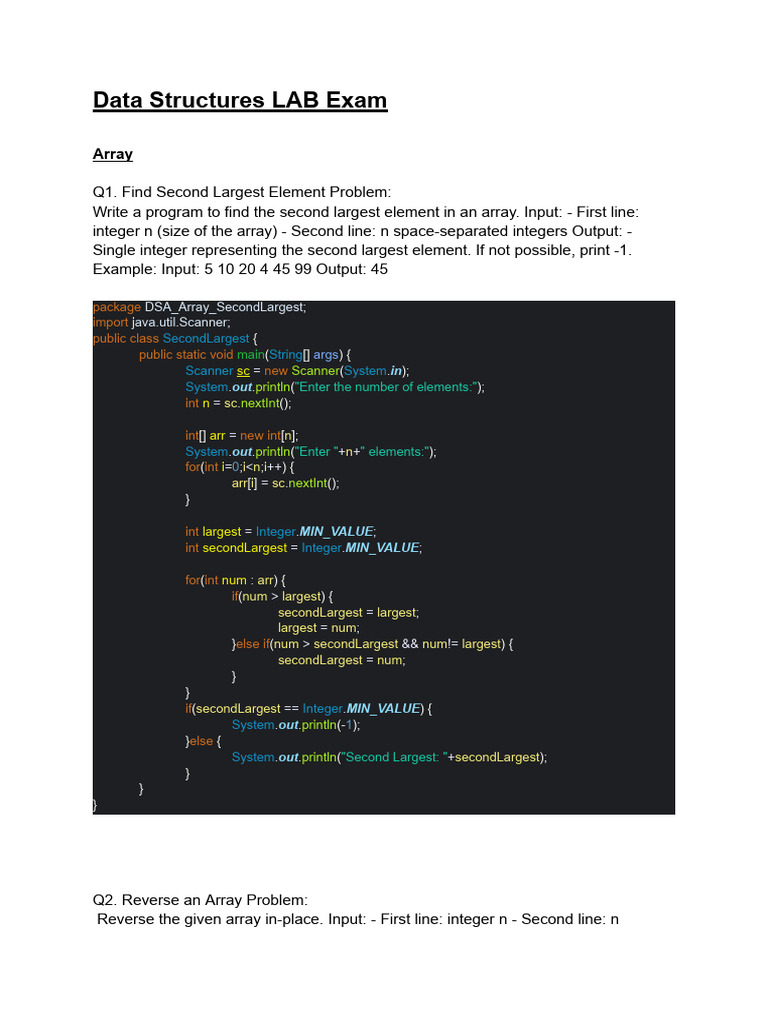 Data Structures LAB Exam | PDF | Integer (Computer Science) | Computing