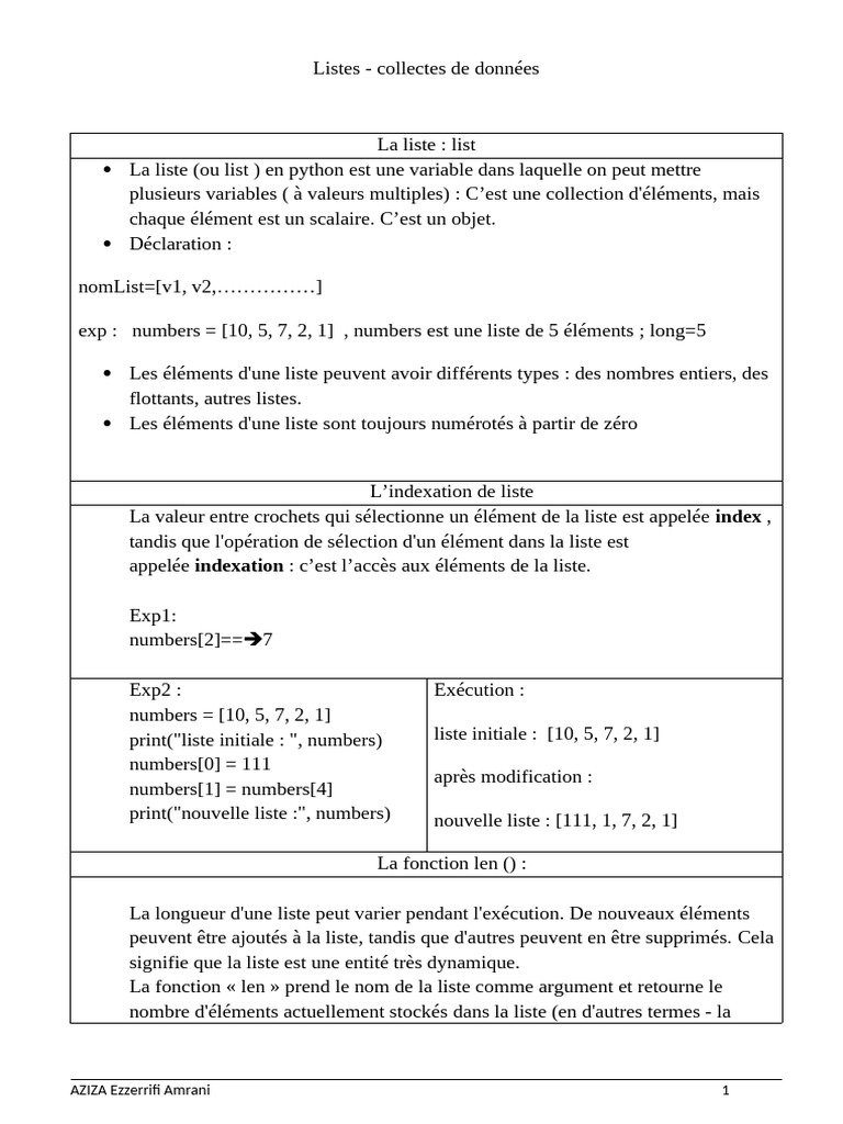 LABs & Résumé Les Listes Modules3 Python Aziza | PDF | Les Beatles ...