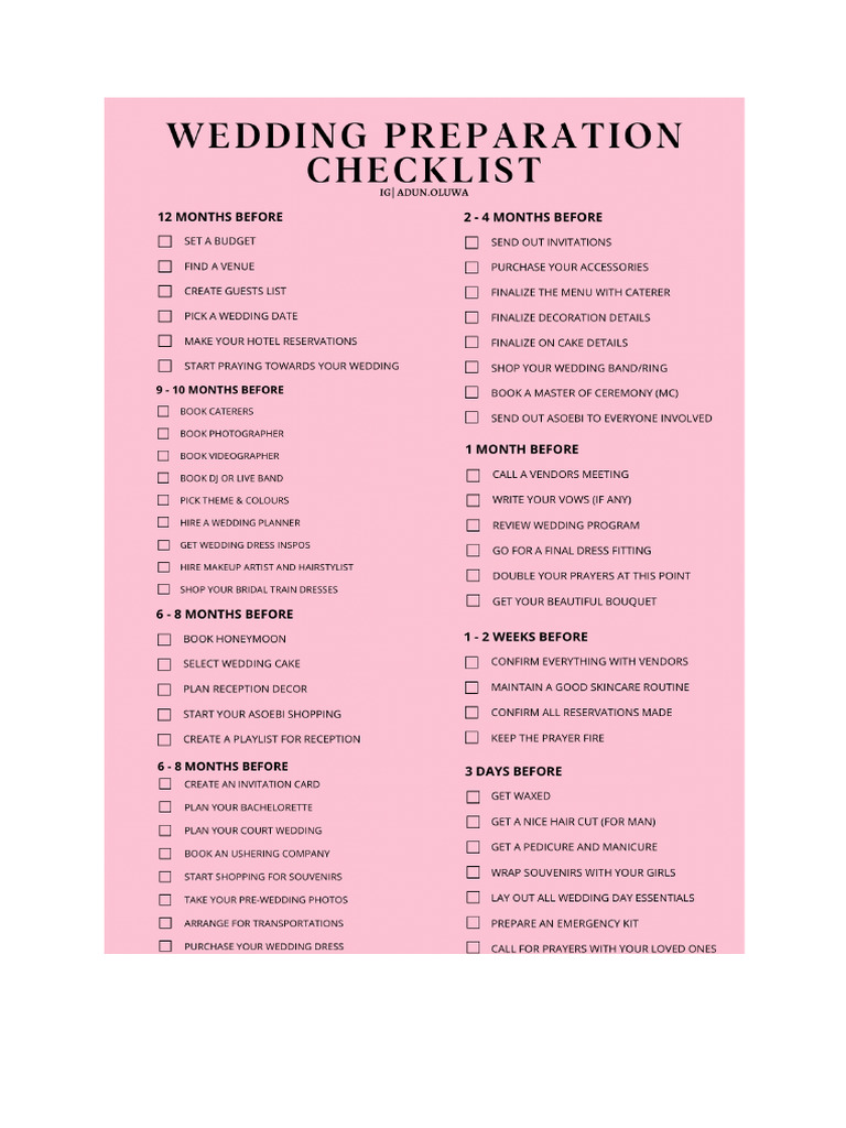 Complete Wedding Checklist? | PDF