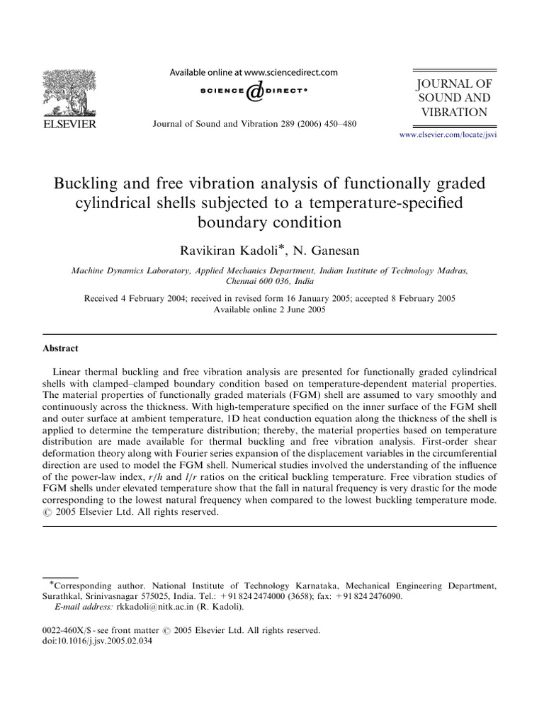 2006 Buckling and Free Vibration Analysis of Functionally Graded ...