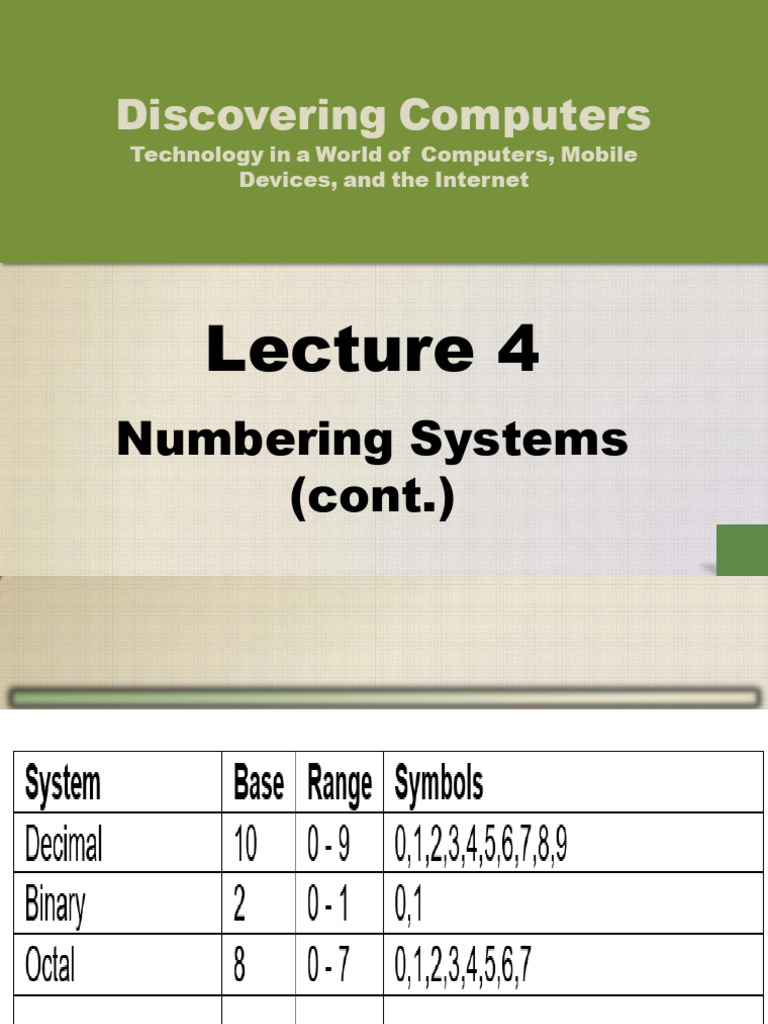 Lecture 4 - Numbering Systems - Cont | PDF | Central Processing Unit ...