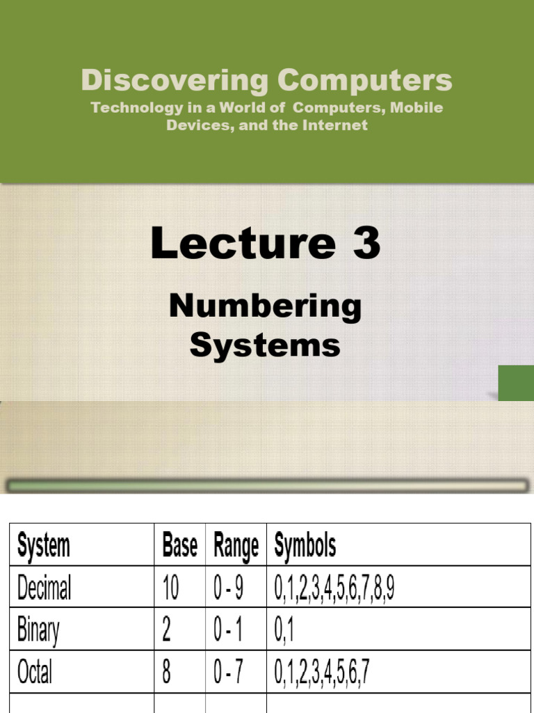 Lecture 3 - Numbering Systems | PDF