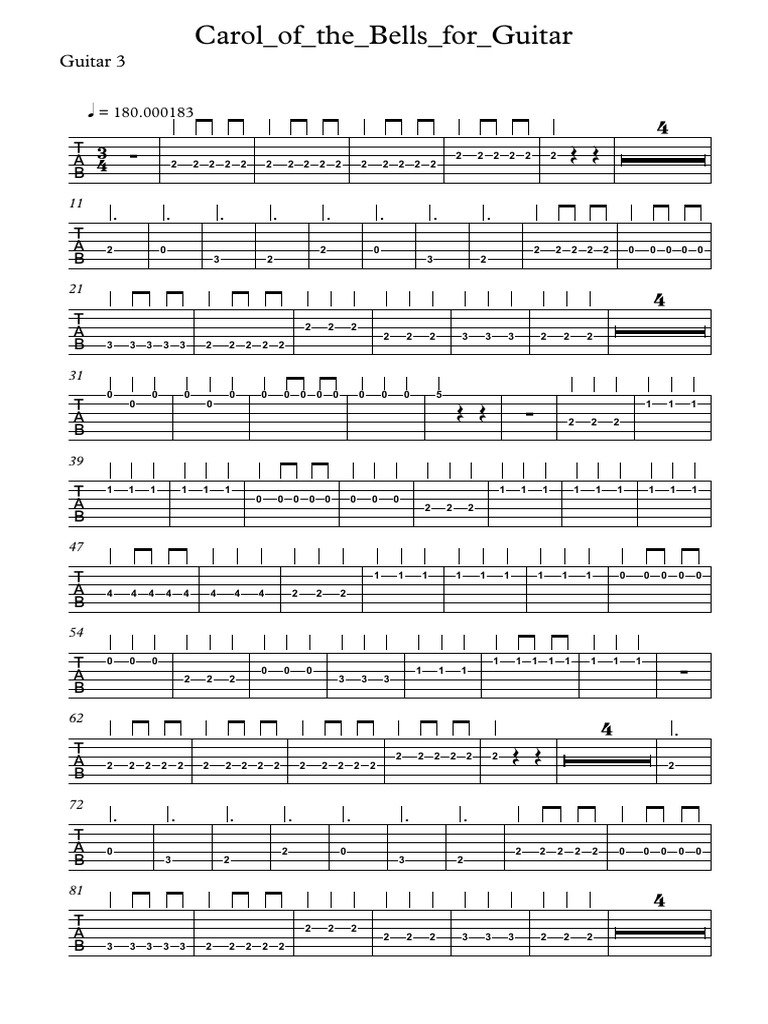 Carol - of - The - Bells - For - Guitar TAB - Guitar 3 - 2023-11-17 ...