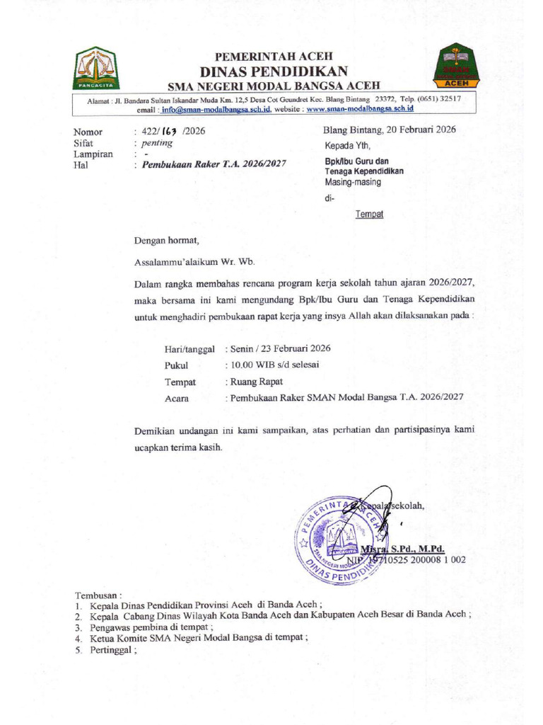 Undangan Raker GTK | PDF