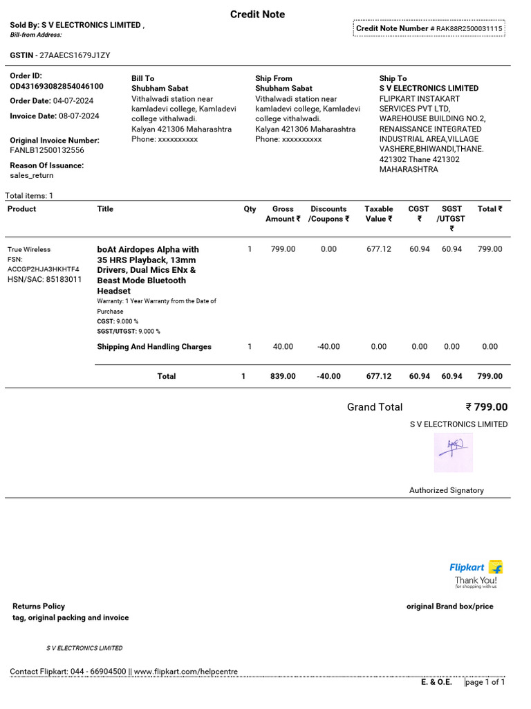 Boat Airpods Alpha | PDF | Invoice