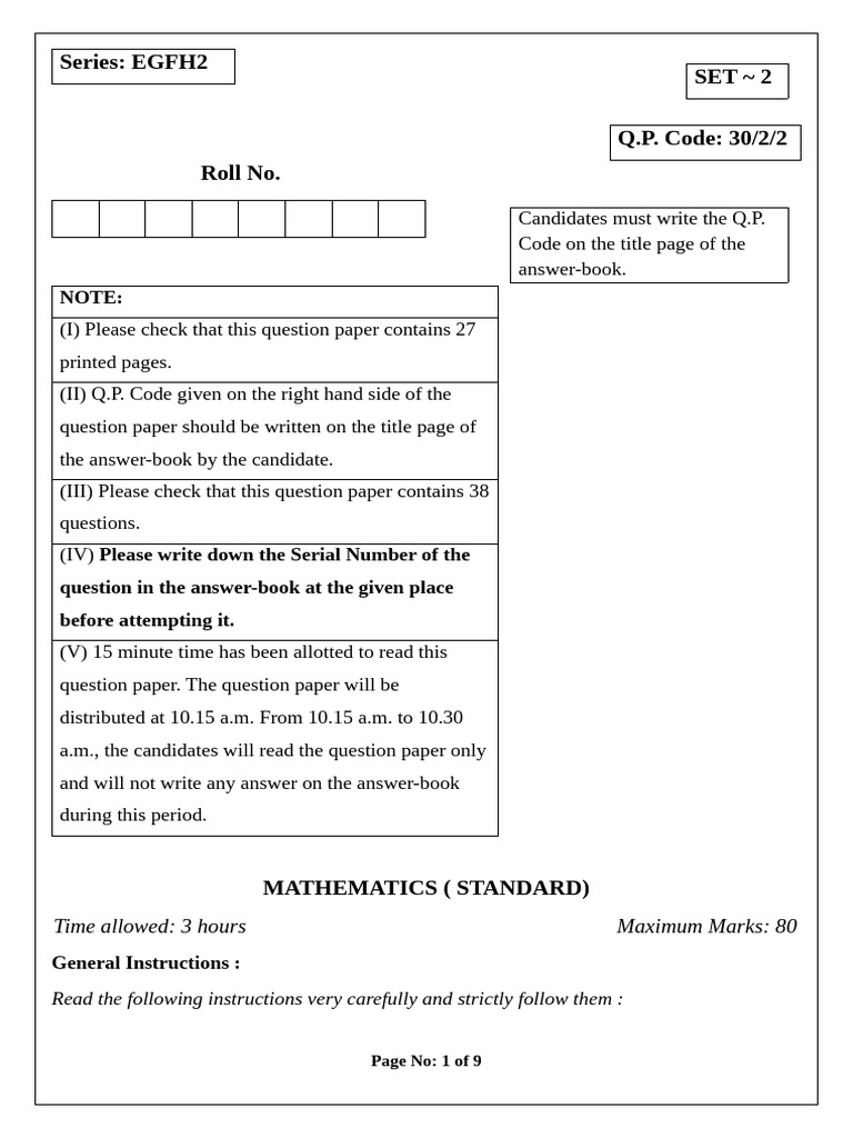 Maths Paper of 2026 | PDF | Circle | Triangle