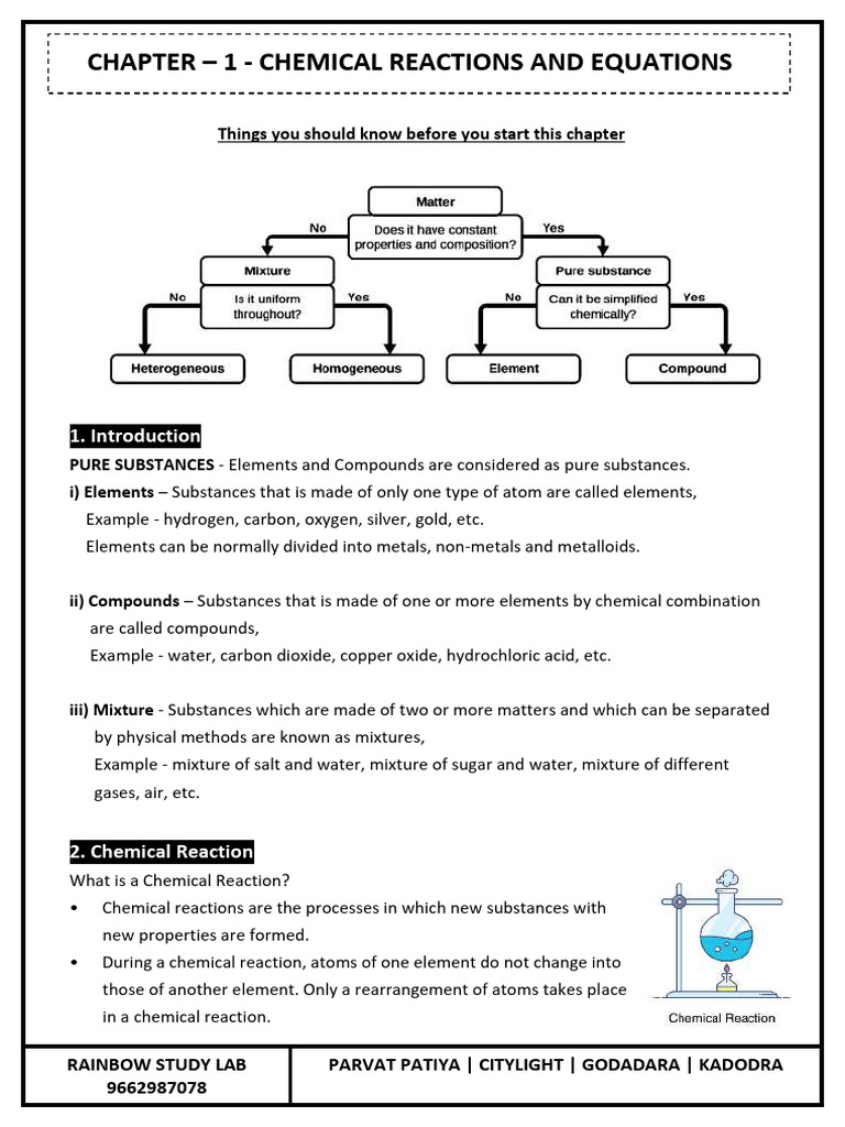 CHP 1 - Chemical Reactions & Equations | PDF | Oxide | Chemical Reactions