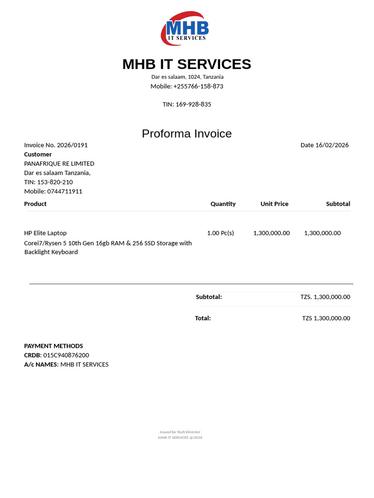 MHB Invoice 5 | PDF