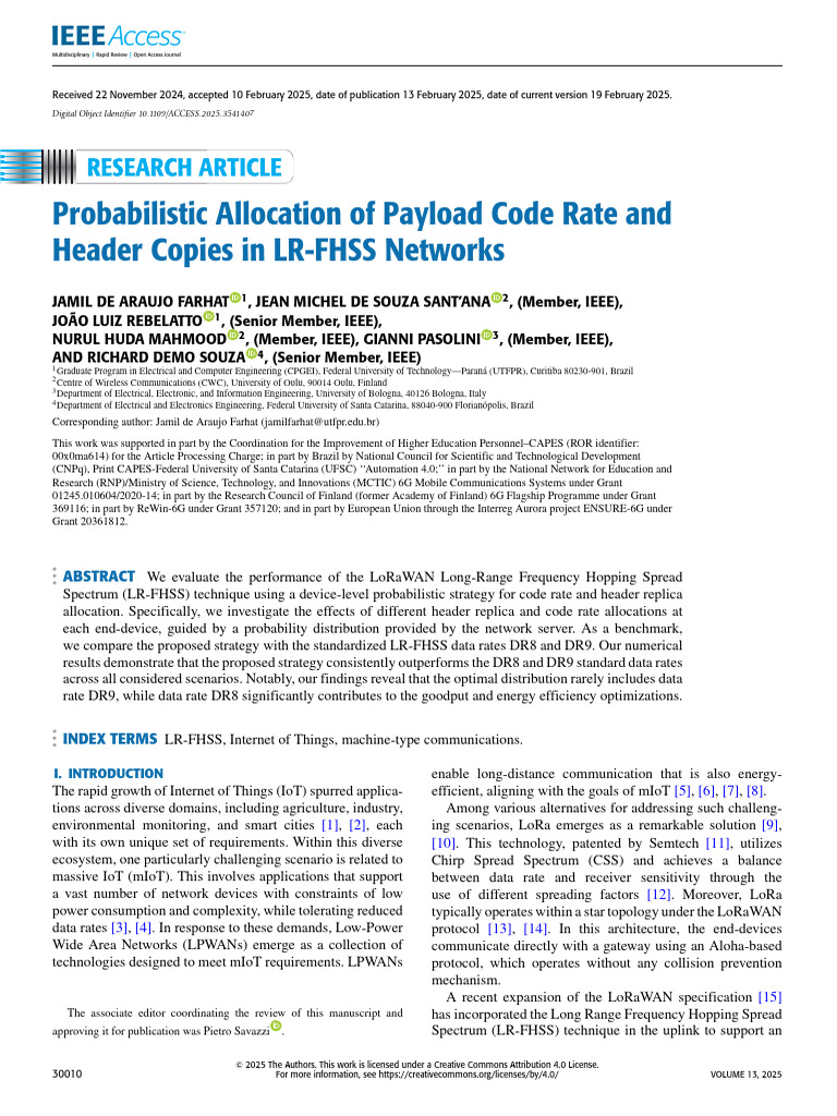 Probabilistic Allocation of Payload Code Rate and Header Copies in LR ...