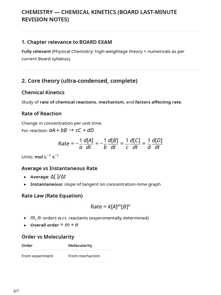 Chemistry Chemical Kinetics Notes - Removed | PDF | Reaction Rate ...