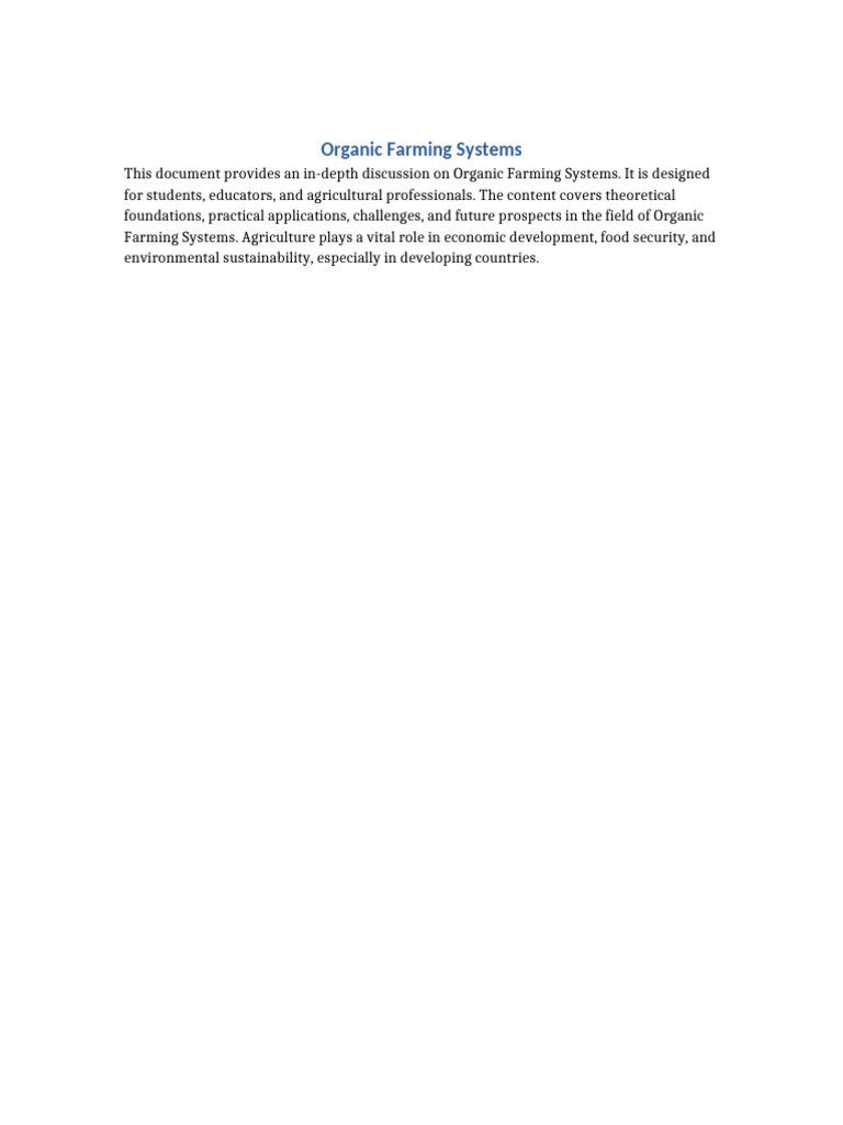 Agriculture Document 5 Organic Farming Systems | PDF | Agriculture ...