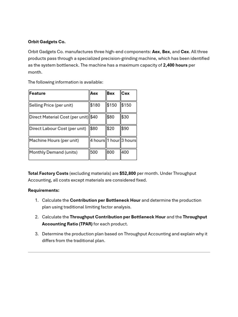 Throughput Accounting Question | PDF