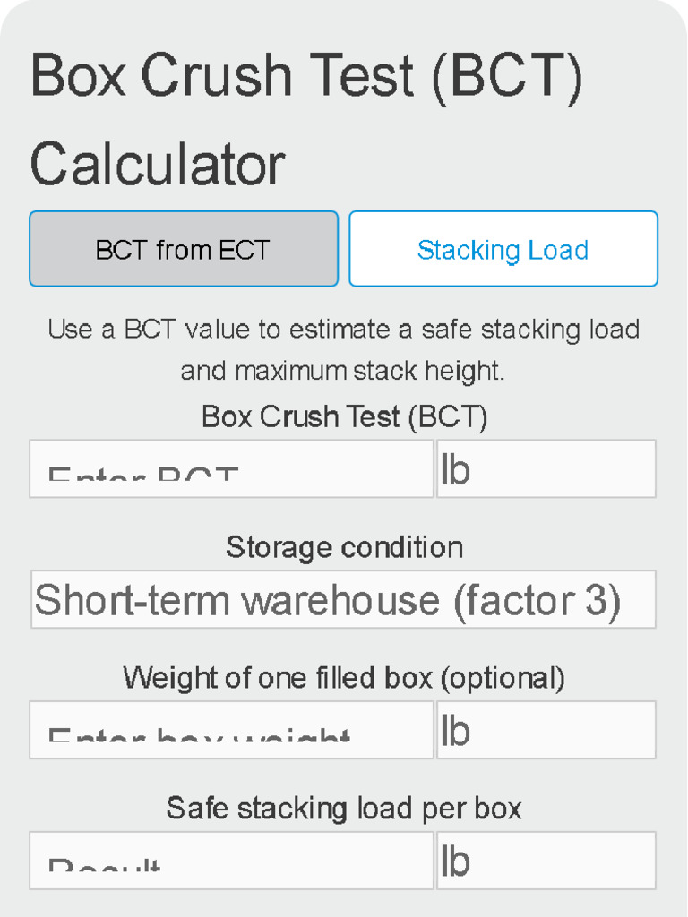 Box Crush Test BCT Calculator | PDF