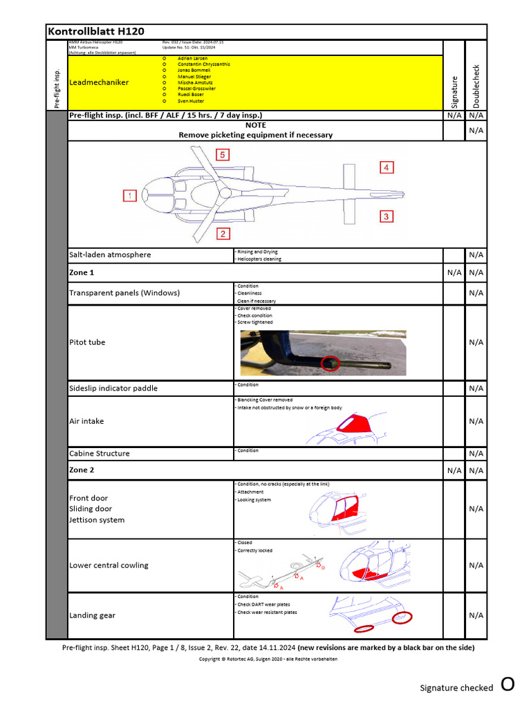 Daily Preflight Checkliste EC120B V22 141124 | PDF | Helicopter Rotor ...