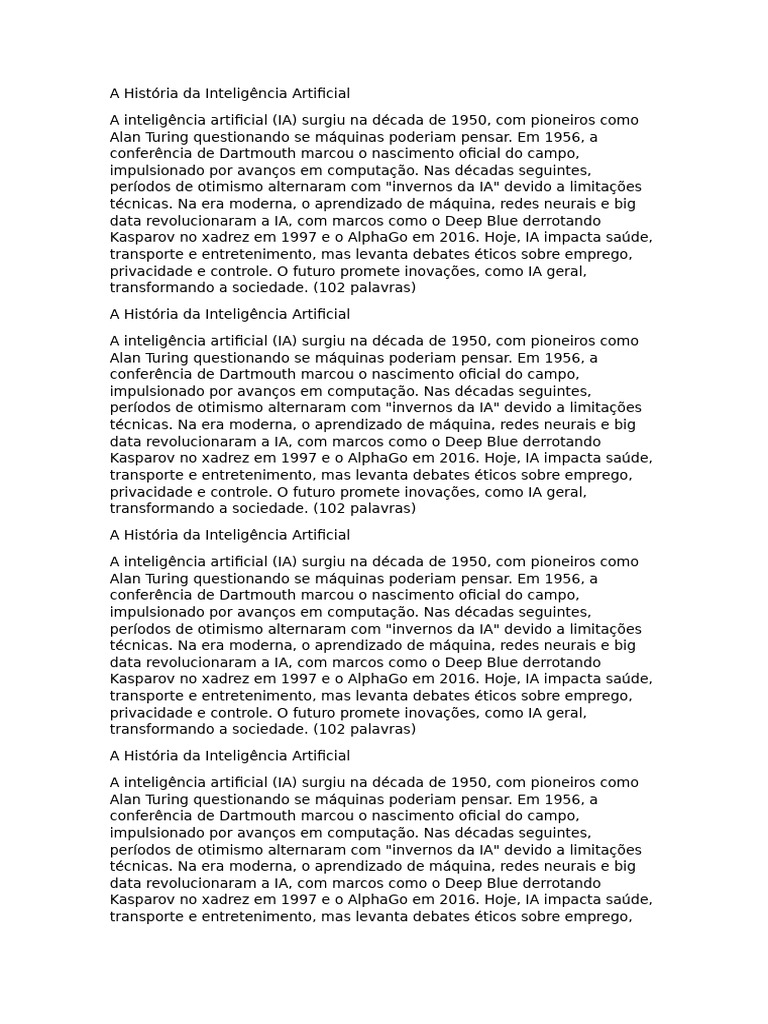 A História Da Inteligência Artificial | PDF | Inteligência artificial ...
