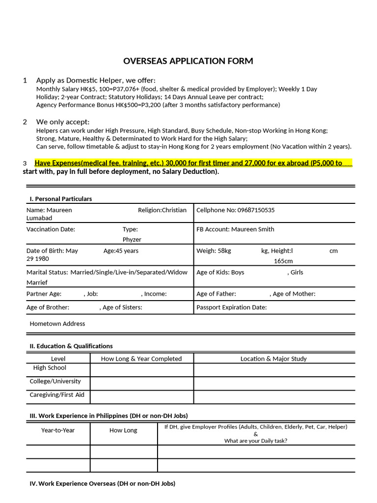 Application Form 1 | PDF