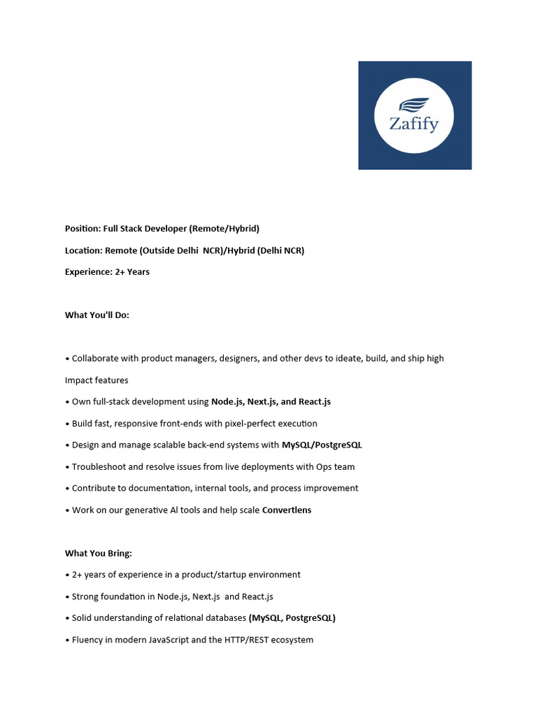 JD Full Stack | PDF