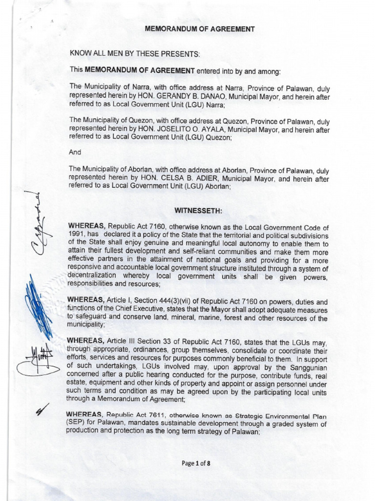 Signed MOA Memorandum of Agreement | PDF