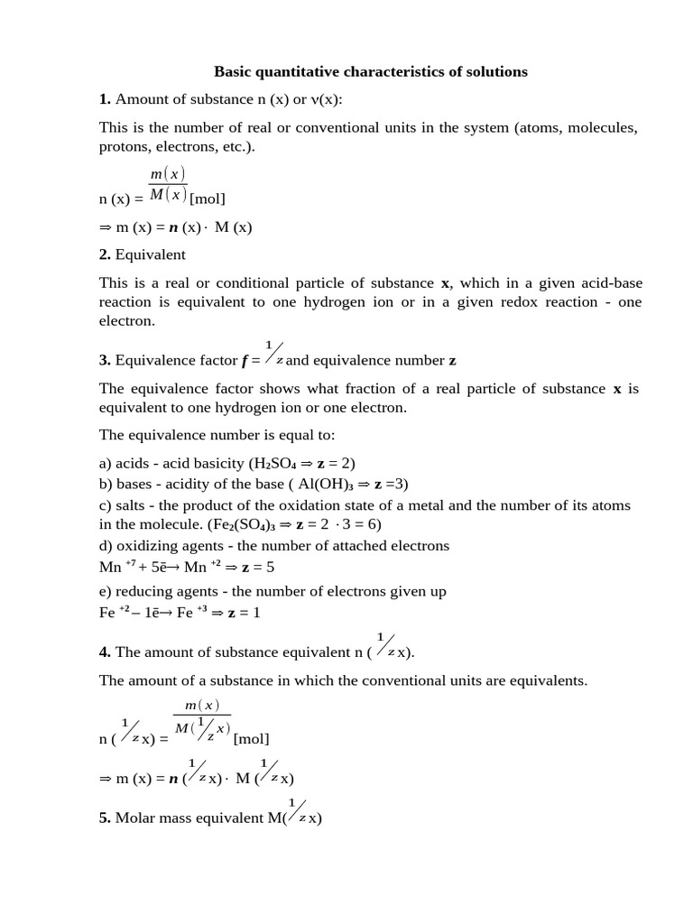 Basic Quantitative Characteristics of Solutions | PDF