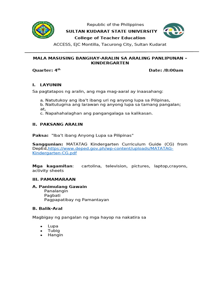 MATATAG LP. Anyong Lupa | PDF