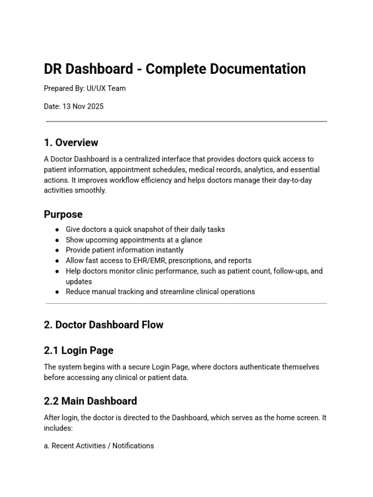 DR Dashboard - Complete Documentation | PDF | Electronic Health Record ...