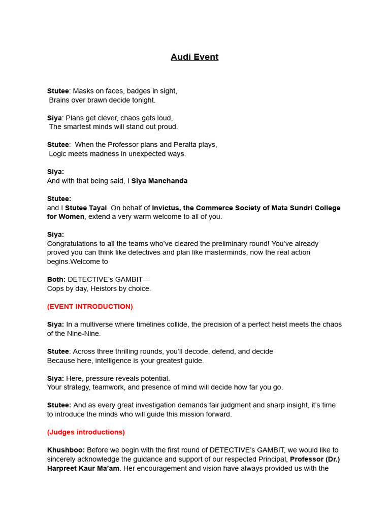 Detective's Gambit Script | PDF