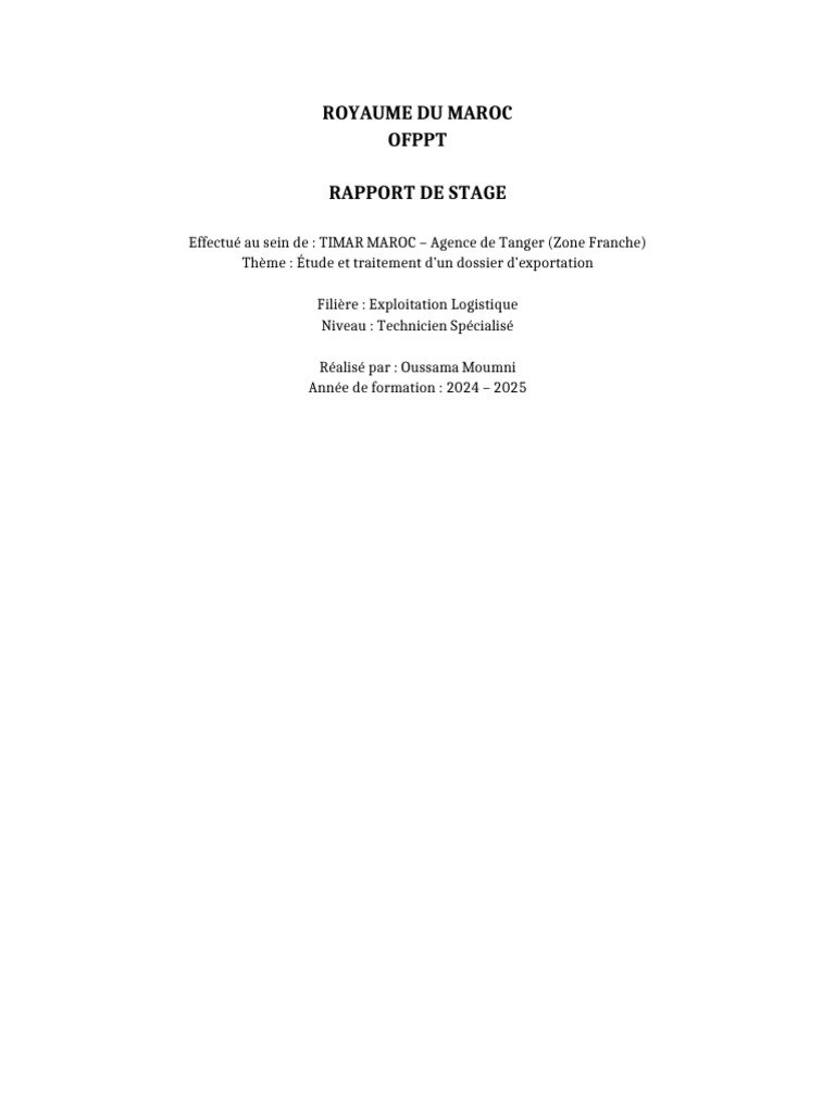 Rapport TIMAR Professionnel Avec FHERS-1 | PDF