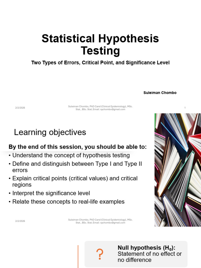 Hypothesis Testing Part 1 260202 173412 | PDF | Type I And Type Ii ...