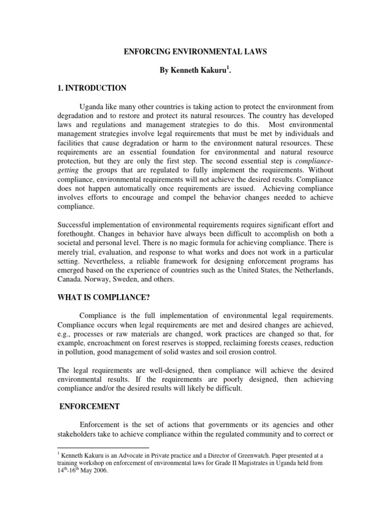 Enforcing Environmental Laws | PDF | Regulatory Compliance ...