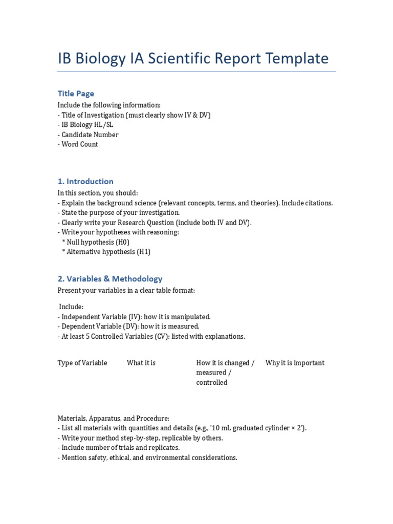 Biology IA Template | PDF | Hypothesis | Data