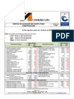 Tarifas de alquiler de equipo para construcción 2008