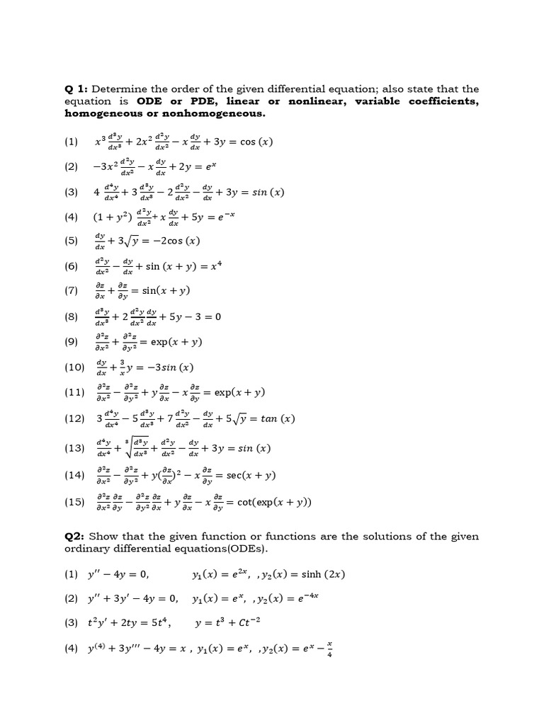 DIFFERENTIAL EQUATIONs | PDF | Ordinary Differential Equation ...