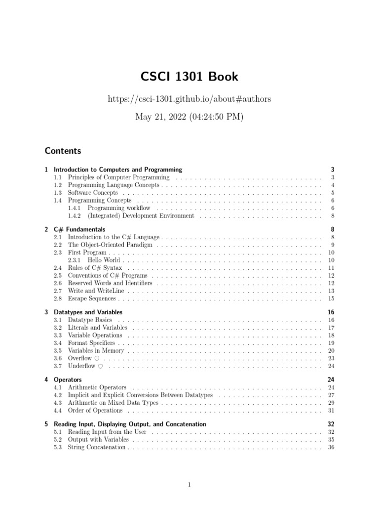 CSCI 1301 Book: May 21, 2022 (04:24:50 PM) | PDF | Command Line ...