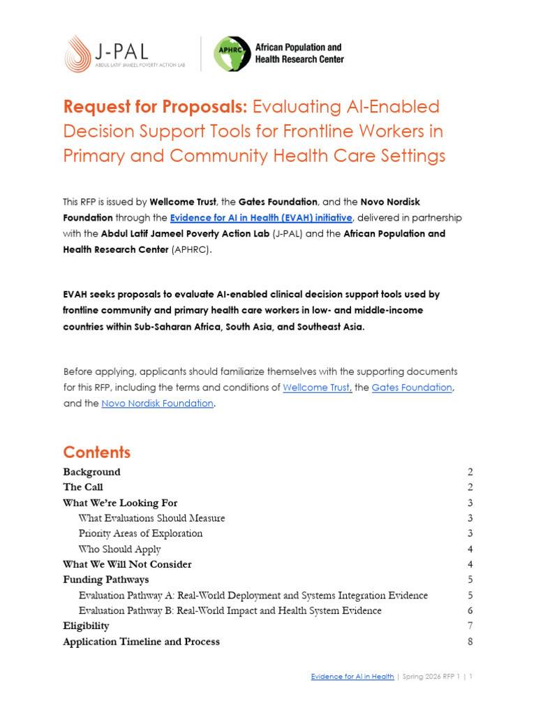 RFP Overview - Evidence For AI in Health - 0 | PDF | Artificial ...