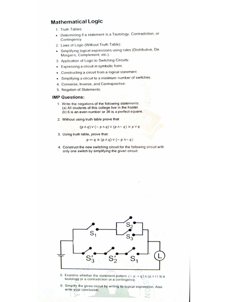 Mathematical Logic Most Important | PDF
