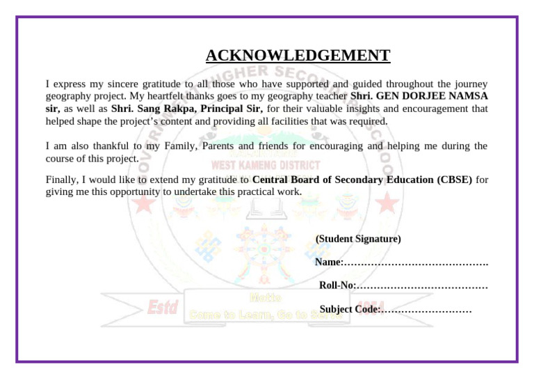 Acknowledgement Practical | PDF