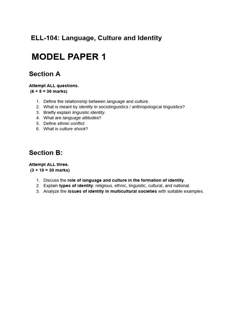Model Paper 1 | PDF