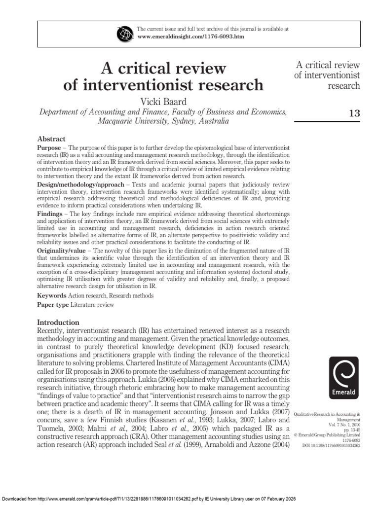 Baard - A Critical Review of Interventionist Research - 2010 | PDF ...