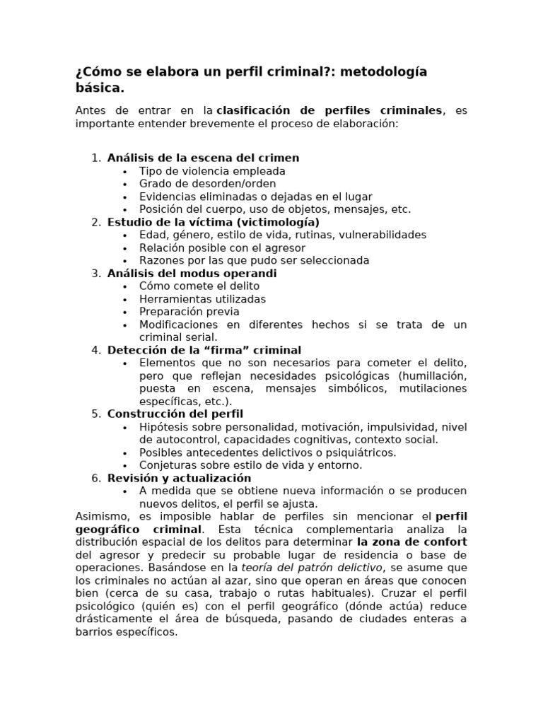 Cómo Se Elabora Un Perfil Criminal | PDF