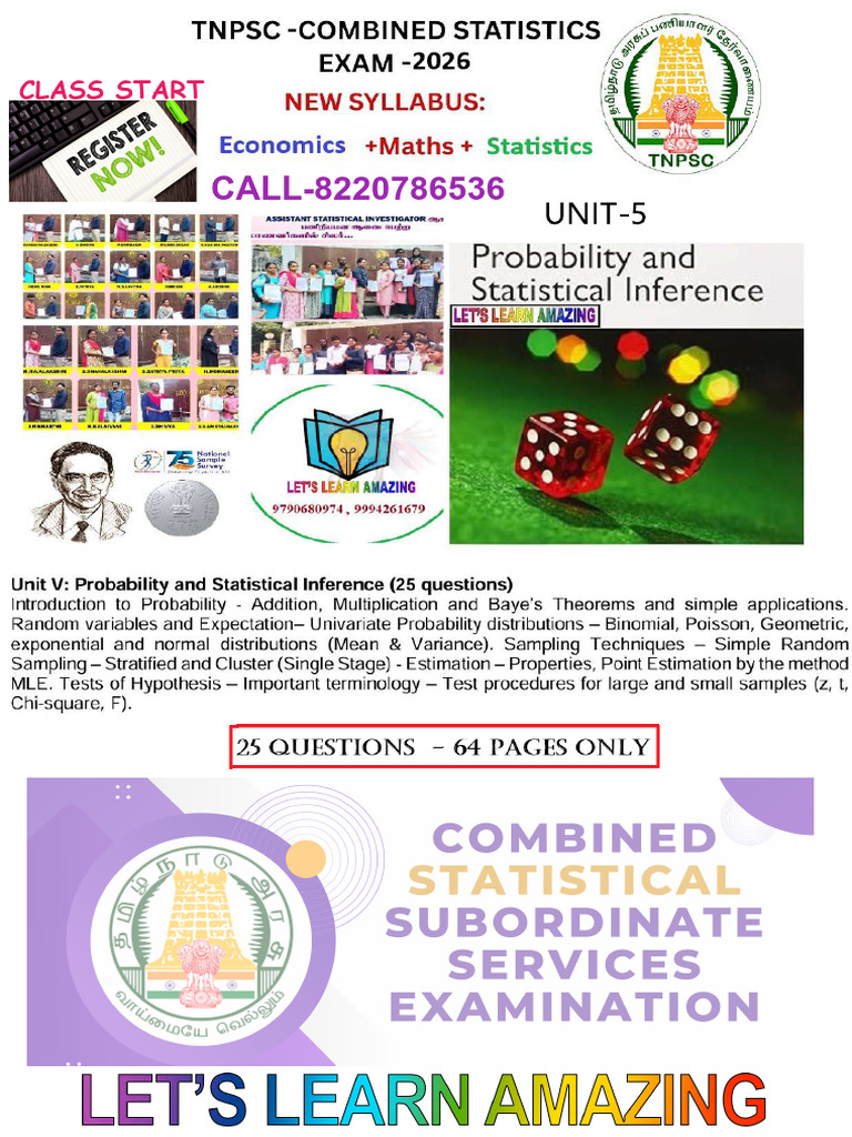 Statistics-Unit - 5 Probability 7 Statistical Inference Lets Learn ...