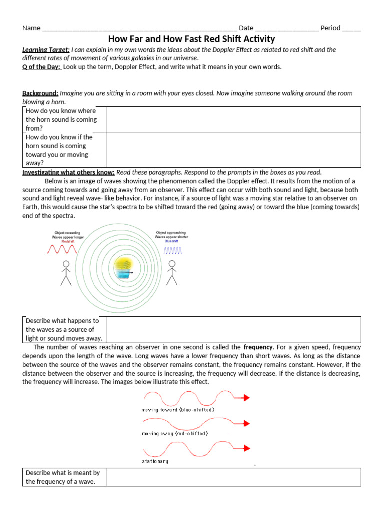 How Far and How Fast - Red Shift Activity | PDF | Redshift | Stars