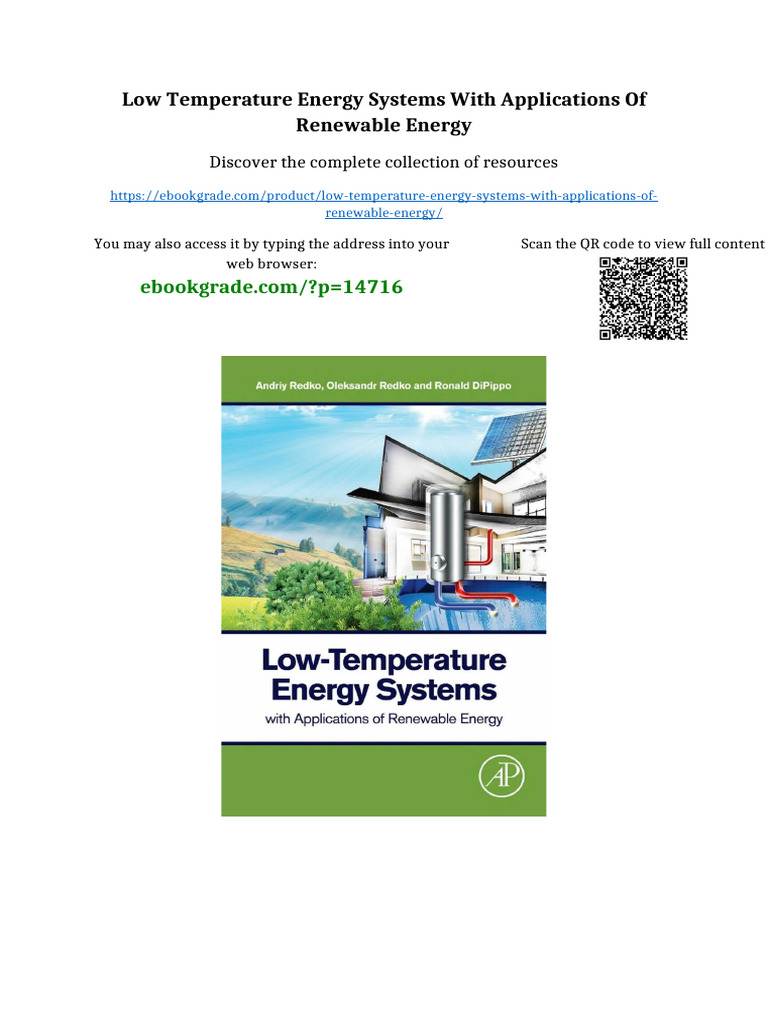 Low Temperature Energy Systems With Applications of Renewable Energy ...