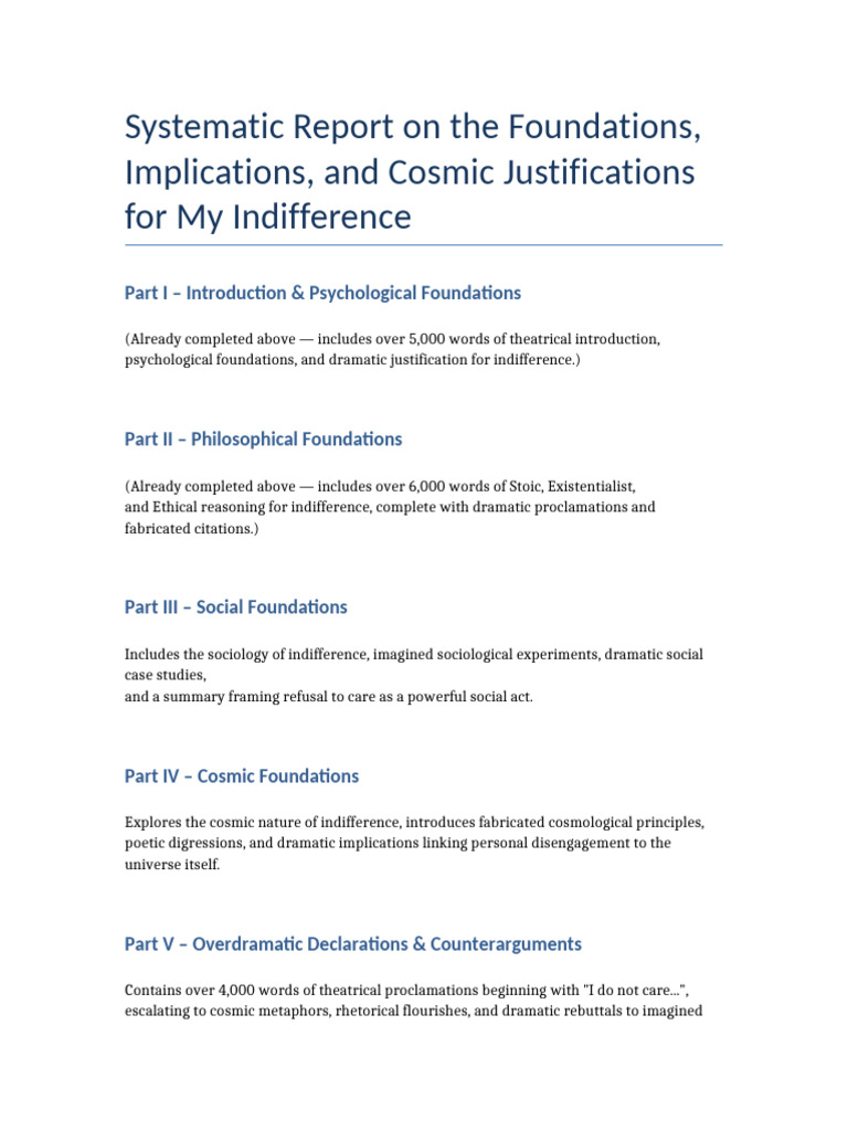 Systematic Report On Indifference | PDF
