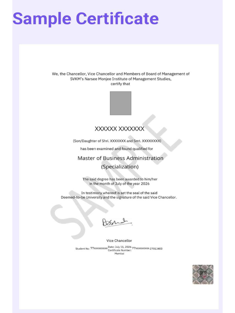 Sample Degree NMIMS | PDF