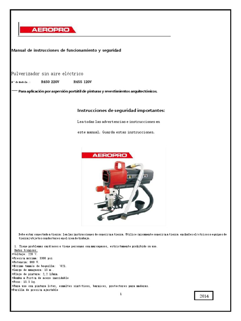 RP450 Aeropro - Manual Equipo | PDF | Enchufes y tomas de corriente ...