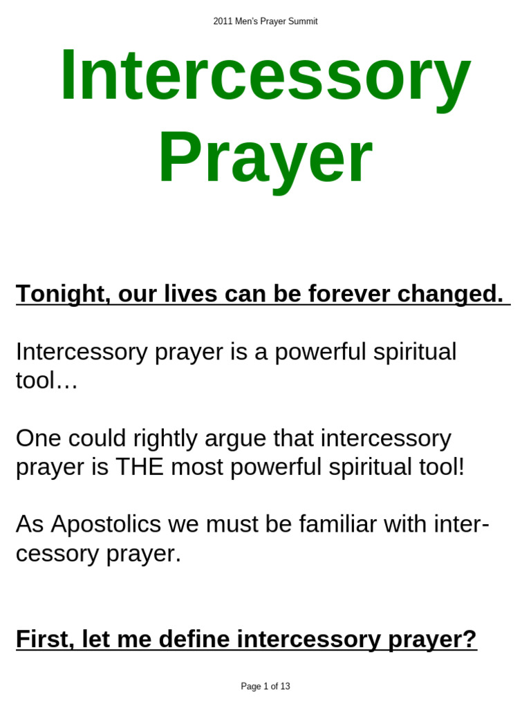 Intercessory Prayer | PDF | Intercession | Prayer