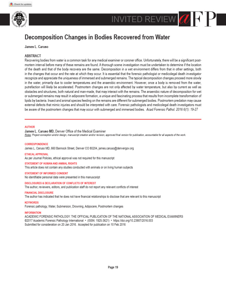 Caruso 2016 | PDF | Autopsy | Decomposition