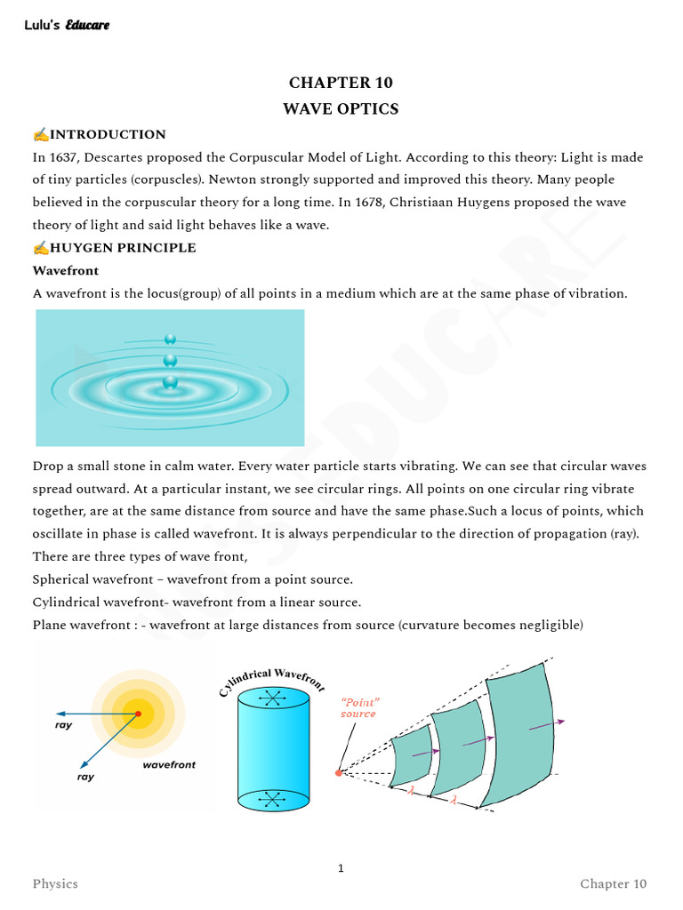 Edu 26 Xii Physics c10 | PDF | Diffraction | Light